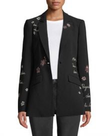 cinq a sept Estelle Embroidered One-Button Jacket at Neiman Marcus