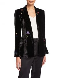 cinq a sept Estelle Velvet Star-Embroidered Blazer at Neiman Marcus