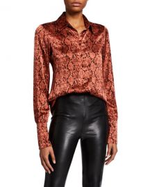 cinq a sept Isha Python-Print Silk Top at Neiman Marcus