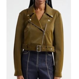 cinq a sept Jackets amp Coats Cinq Sept Palo Faux Leather Moto Jacket Olive Sz M Poshmark at Poshmark