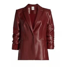 cinq a sept Jackets amp Coats Nwt Cinq Sept Kylie Burgundy Faux Leather Blazer Us 4 Ruched Sleeves Poshmark at Poshmark