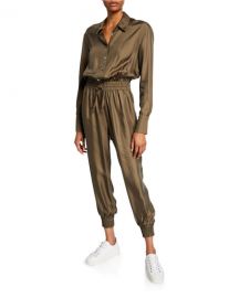 cinq a sept Joyce Long-Sleeve Button-Front Jogger Jumpsuit at Neiman Marcus