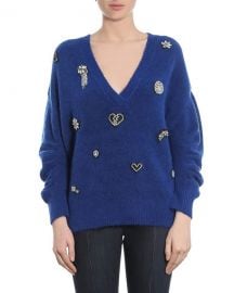 cinq a sept Kamila Applique Wool Sweater at Neiman Marcus