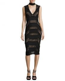 cinq a sept Kora Lace Choker Sheath Dress  Black   Neiman Marcus at Neiman Marcus