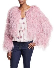 cinq a sept Lennox Cropped Feather Jacket   Neiman Marcus at Neiman Marcus