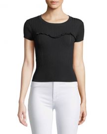 cinq a sept Marina Ribbed Ruffle Tee at Neiman Marcus