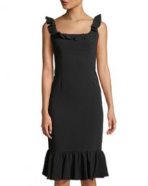 cinq a sept Opalina Square-Neck Flounce-Hem Cocktail Dress at Last Call