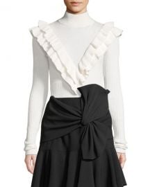 cinq a sept Palomino Ruffle Turtleneck Pullover Sweater at Neiman Marcus