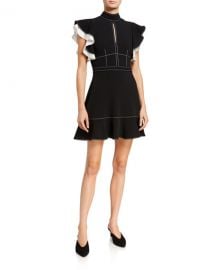 cinq a sept Reika Flutter-Sleeve Crepe Dress at Neiman Marcus