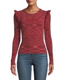 cinq a sept Salma Ruffle-Trim Long-Sleeve Top at Neiman Marcus