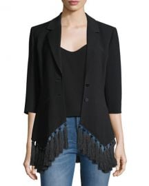 cinq a sept Violetta Two-Button Crepe Blazer w  Tassel Hem at Neiman Marcus