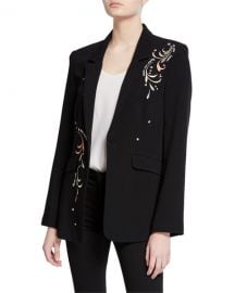 cinq a sept estelle embroidered one-button crepe blazer at Neiman Marcus