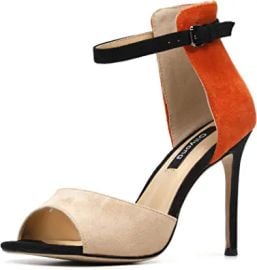 com  Women39s Stiletto High Heel Dress Sandals Party FashionTassel Summer Open Toe Ankle Strap Orange Black Sandals  Shoes at Amazon