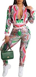 com 2 Piece Outfits for Women Sexy Bodycon Pants Sets Floral Print Long Sleeve Tracksuits Jumpsuits Clothing Shoes amp Jewelry at Amazon