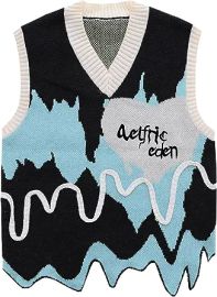 com Aelfric Eden Mens Oversized Graphic Sweater Vest Crewneck Knitted Cable Sleeveless Sweater Casual Pullover Vest Clothing Shoes amp Jewelry at Amazon