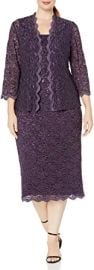 com Alex Evenings Women39s Plus Size Tea Length Lace Dress and Jacket  Clothing Shoes amp Jewelry at Amazon