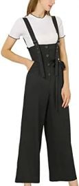 com Allegra K Women39s High Waist Wide Leg Belted Jumpsuit Button Long Overalls  Clothing Shoes amp Jewelry at Amazon