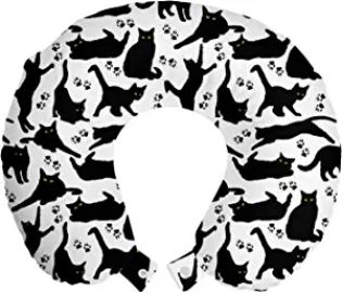 com Ambesonne Cat Travel Pillow Neck Rest Cats Yellow Eyes in Different Positions Paw Traces Playful Feline Animal Memory Foam Traveling Accessory for Airplane and Car 12quot Black Charcoal Home amp Kitchen at Amazon