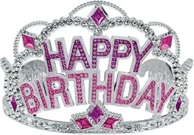 com Amscan 259551 Happy Birthday Pink Gem Adult Tiara 1ct Multicolor 10quot x 7quot Toys amp Games at Amazon