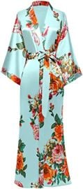 com BABEYOND Kimono Robe Long Floral Bridesmaid Wedding Bachelorette Party Robe 53 Inches Lake Blue  Clothing Shoes amp Jewelry at Amazon