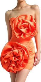 com BELLA BARNETT Chic Floral Dress for Women Orange Strapless Dress Mini Bodycon Dress Fashion Club Dress Clothing Shoes amp Jewelry at Amazon