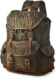 com BRASS TACKS LEATHERCRAFT Heavy Duty Waxed Canvas Vintage Backpack for Men Women Trim Casual 156quot laptop Travel Rucksack Shoulder Rucksack for Travel Electronics at Amazon