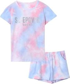 com Beezizac Tie Dye Pajamas for Girls - 100 Cotton Glitter Butterfly Cat Summer Short Sleeve PJ Set Tween Clothes Size 4T - 18 Clothing Shoes amp Jewelry at Amazon