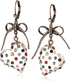 com Betsey Johnson Stone Lucite Heart Drop Earrings Clothing Shoes amp Jewelry at Amazon