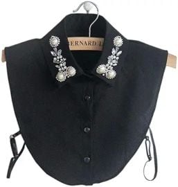 com Booluee Pearl Rhinestone Peter Pan Fake Collar Detachable Half Shirt Dickey False Collar Black Pet Supplies at Amazon