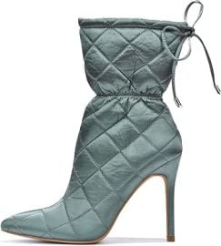 com Cape Robbin Makayla Sexy Stiletto Quilted Slide On Booties for WomenDrawstring Pointed Toe Womenx27s Mid Calf Boots - Green Size 55 Ankle amp Bootie at Amazon