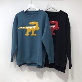 com Classic Round Neck Jumper Sweater with Dinosaur Drawing Relax Style - Black  Clothing Shoes amp Jewelry at Amazon