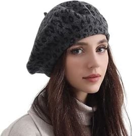 com Classic Wool Leopard Print Beret Hats for Women Man Painter hat French Beret for Man Woman Warm Winter Hat Simple Solid Beret Pure Color Unisex Beret for Woman Dark Grey at Amazon