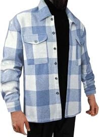 com ClearanceMens Flannel JacketMenx27s Flannel Shirts Long Sleeve Cotton Plaid Shirt Jacket Casual Button Down Shirt with Pockets2-Navy5X-Large Clothing Shoes amp Jewelry at Amazon