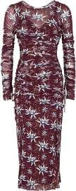 com DVF Diane Von Furstenberg Women39s Corinne Dress in Burgundy Mesh Ruched Midi Clothing Shoes amp Jewelry at Amazon