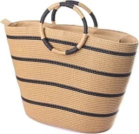 com Eiyye Beach Bag Straw Bag for Women Beach Tote Woven Summer Tote Bag Large Purse with Zipper for Vacation Holiday Travel Clothing Shoes amp Jewelry at Amazon