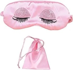 com EleCharm Sweet Girl39s Satin Eye Mask Long Eyelash Embroidered Eye Cover Sleeping Eyeshade with Portable Pouch Beauty amp Personal Care at Amazon