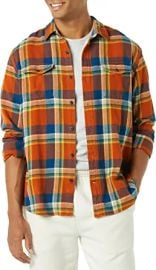 com Essentials Men39s Regular-Fit Long-Sleeve Two-Pocket Flannel Shirt Clothing Shoes amp Jewelry at Amazon