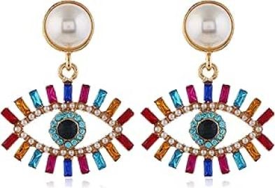 com Evil Eye Earrings for Women Colorful Crystal Earring for Teen Girls colorful Clothing Shoes amp Jewelry at Amazon