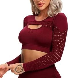 com FITTOO Womenx27s Crop Long Sleeves Workout Tops Sports Shirts Clothing Shoes amp Jewelry at Amazon