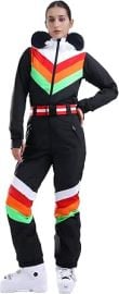 com GSOU SNOW Ski Suit Women Snowsuit One Piece Snowboarding Waterproof Windproof Jumpsuit for Outdoor Sports Clothing Shoes amp Jewelry at Amazon
