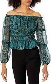 com GUESS Women39s Long Sleeve Off Shouldr Simi Top Clothing Shoes amp Jewelry at Amazon