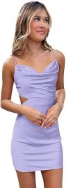 com HSFIYAKJ Short Satin Homecoming Dresses for Teens 2024 Cowl Neck Backless Bodycon Mini Cocktail Party Dress for Women Clothing Shoes amp Jewelry at Amazon