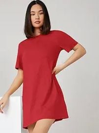 com JERYS Solid Tee Dress Make Your Body More Beautiful Color Red Size Small Clothing Shoes amp Jewelry at Amazon
