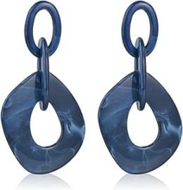 com KVANU Unique Bohemian Vintage Acrylic Geometry Dangle Drop Earrings Creative Hollow Round Huge Chain Stud Earrings for Women Statement Summer Holiday Jewelry Gifts Navy blue Clothing Shoes amp Jewelry at Amazon