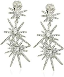 com Kenneth Jay Lane Silver and Crystal 3 Starburst Clip Drop Earring Clothing Shoes amp Jewelry at Amazon