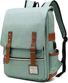 com Mancio Vintage Laptop Backpack with USB Charging Port Slim Tear Resistant Business Backpack for Travelling College Casual Daypacks for MenWomen Fits up to 156Inch Notebook Green Electronics at Amazon