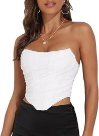 com Modegal Women39s Vintage Strapless Open Back Boned Mesh Bustier Zip Back Corset Bodyshaper Crop Top Clothing Shoes amp Jewelry at Amazon