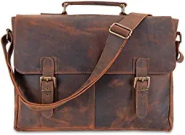 com Moonster Leather Messenger Bag for Men Rustic Messenger Bag for Women Handmade Full Grain Distressed Buffalo Leather 16 Inch Laptop Bag with Padded Compartment Pockets amp Adjustable Strap Clothing Shoes amp Jewelry at Amazon