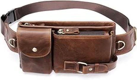 com NIUCUNZH Cowhide Waist Fanny Pack-Genuine Leather and Slim with Adjustable Waistband Oil Coffee Waist Packs at Amazon