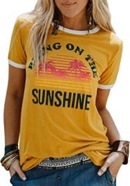 com Nlife Bring On The Sunshine Graphic Long Sleeves Tees Blouses for Women Tops Sweaters for Women  Clothing Shoes amp Jewelry at Amazon